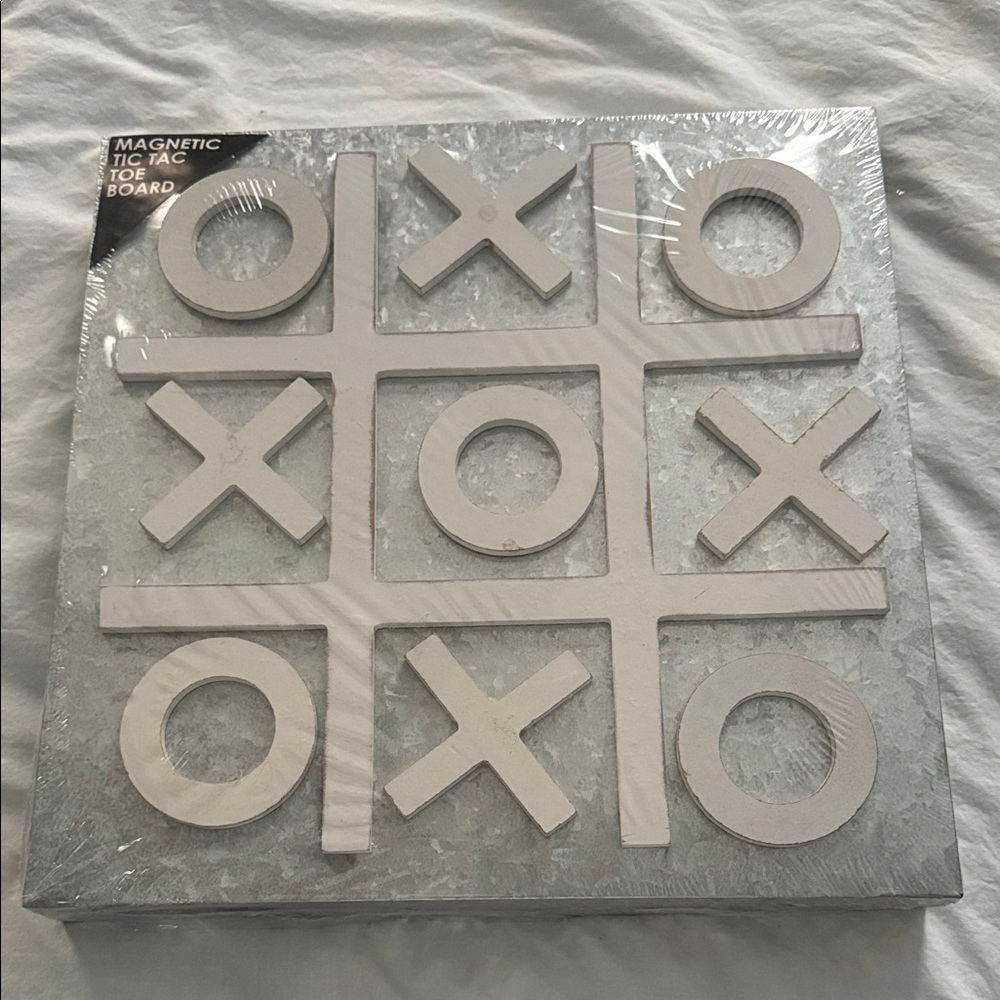 Magnetic Tic Tac Toe Board Game - White and Gray